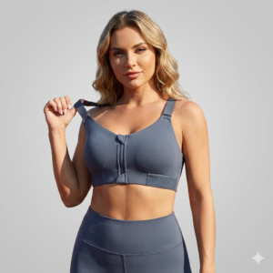 Women’s Front Zip Sports Bra with Criss-Cross Back – High Impact Support